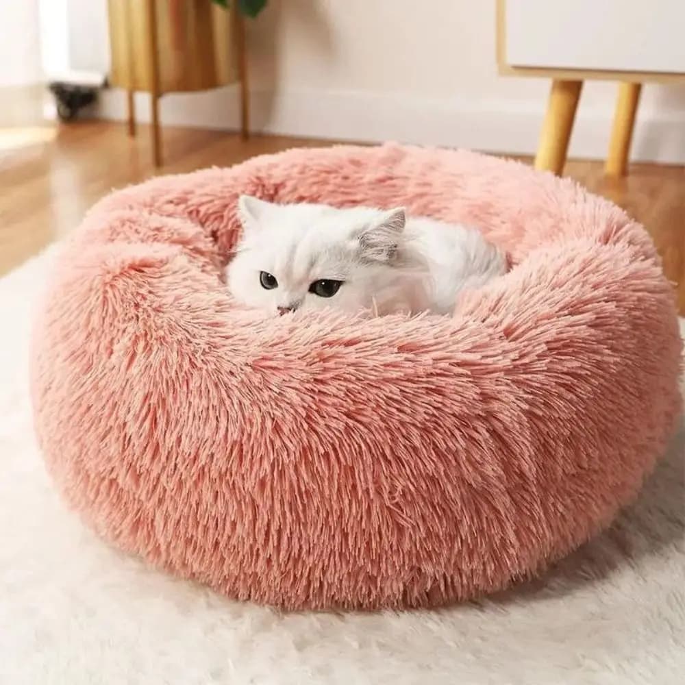 Comodo nido per gatti caldo rotondo soffice tappetino invernale per cani fondo antiscivolo cuscino per cestino per cani impermeabile invernale