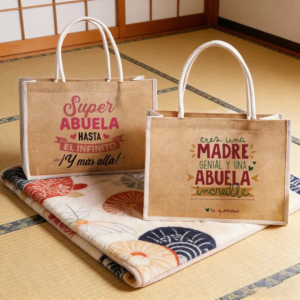 Borsa in Iuta Stampata con Scritta 'You Are A Great Mother and An Incredible Grandmother', Borsa a Mano da Donna, Borsa a Tracolla Femminile, Borse in Tela Abuela