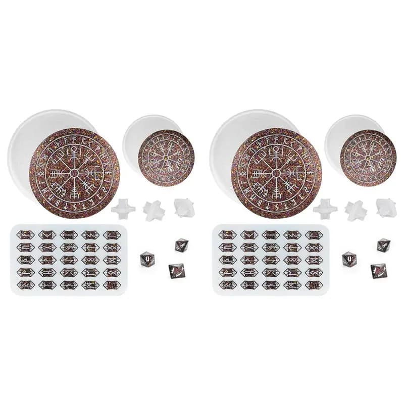【NATALE】Set di 2 Stampi per Rune, Stampo in Resina per Rune Divinatorie, Stampo in Silicone per Bussola Runiche, Stampo per Vassoio Portaoggetti Runiche, Stampo per Dadi Runiche DND