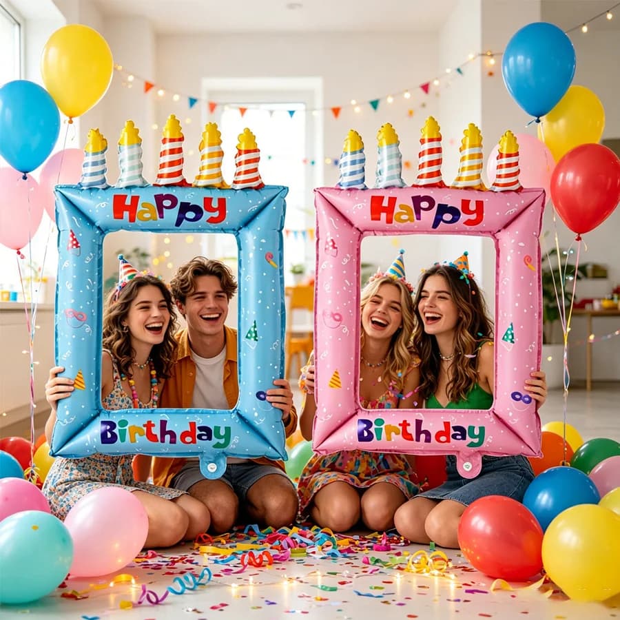 28-inch Princess Theme Balloon Photo Frame - Foil Selfie Booth Prop, For Birthday Celebrations, Birthday Decor Photography Props