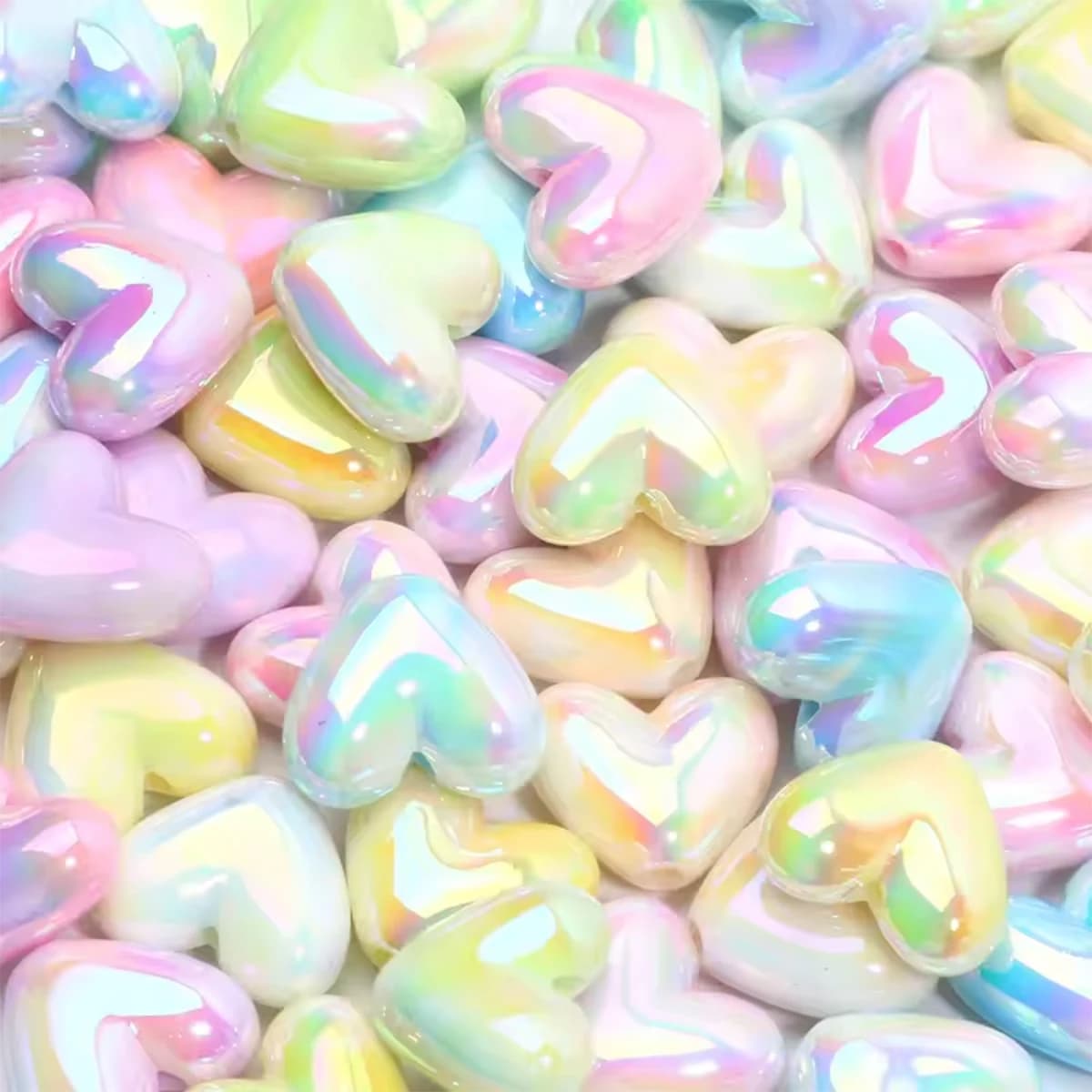 10/30pcs 15x17mm Macarons Heart Spacer Beads Shiny Love Heart Acrylic Beads For DIY Jewelry Making Bracelet Necklace Earrings