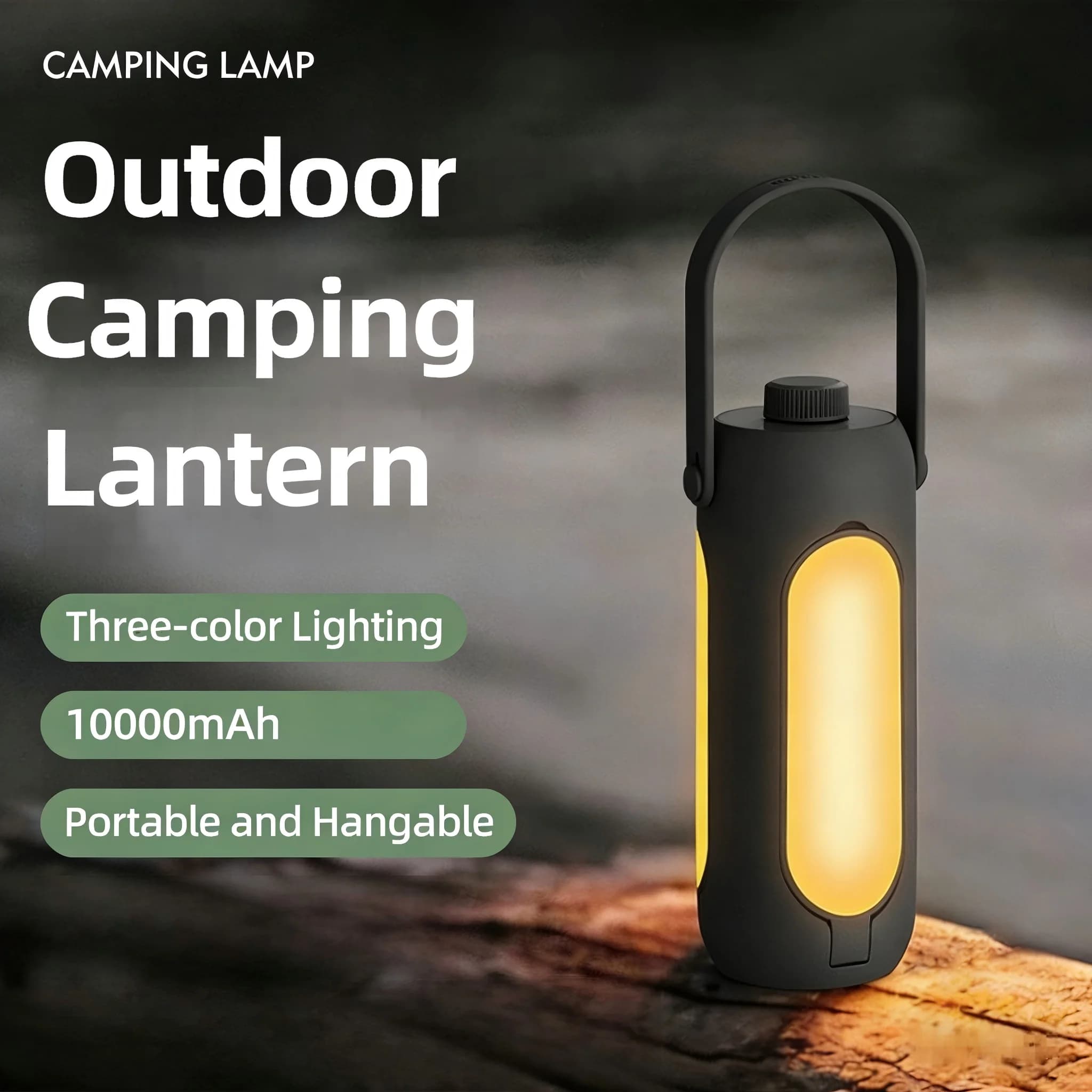 10000mAh LED Camping Lantern USB Rechargeable Portable Outdoor Tent Light 3 Colors Hanging Emergency Flashlight Power Bank