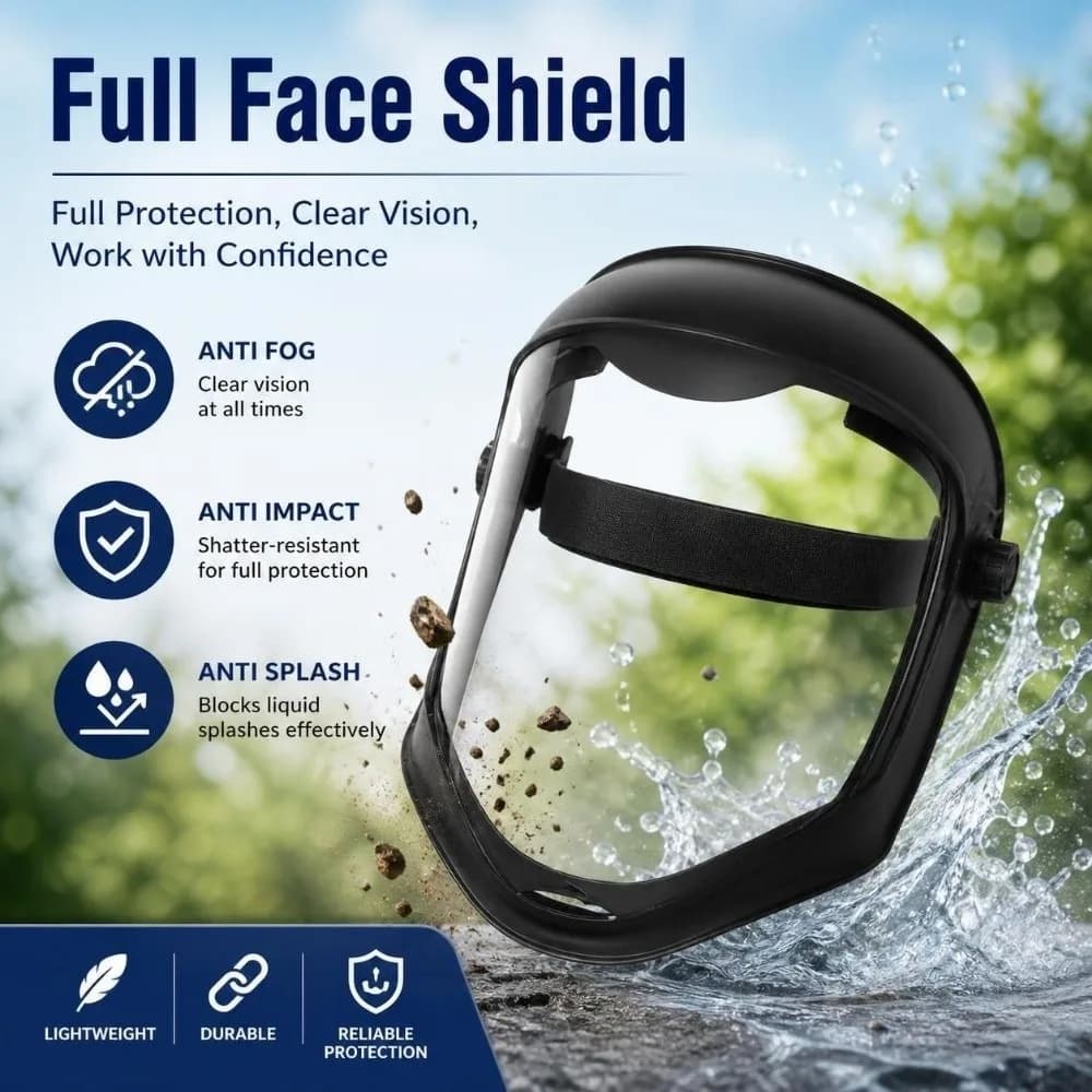 Multipurpose Anti Fog Full Face Shield Anti Impact Dustproof Welding Mask Anti Splash Lightweight Transparent Mask Lawn Work