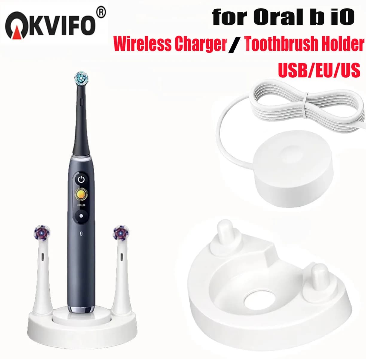 Charging base KVIFO EU/US/USB/Dental brush holder for electric toothbrush Oral B iO9S iO10S iO7 iO8 iO9 Series 3768