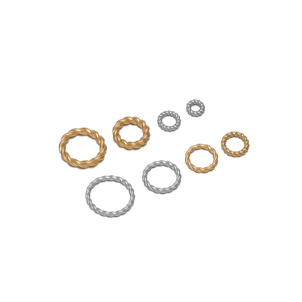 50-20pcs No Fade Stainless Steel Twist Rope Closed Jump Rings Necklace Round Connectors for DIY Handmade Jewelry Keychain Making