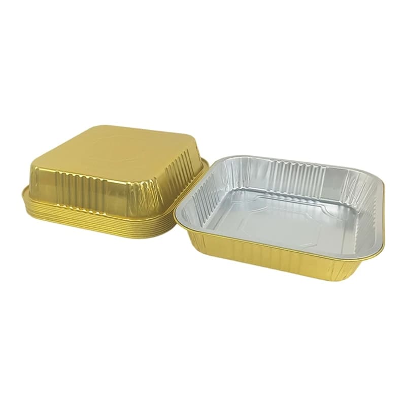 Thicken Gold Square Foil Baking Pan 2900ml Disposable Aluminum Container Heat Resistant Takeaway Food Box 10/20pcs Pack