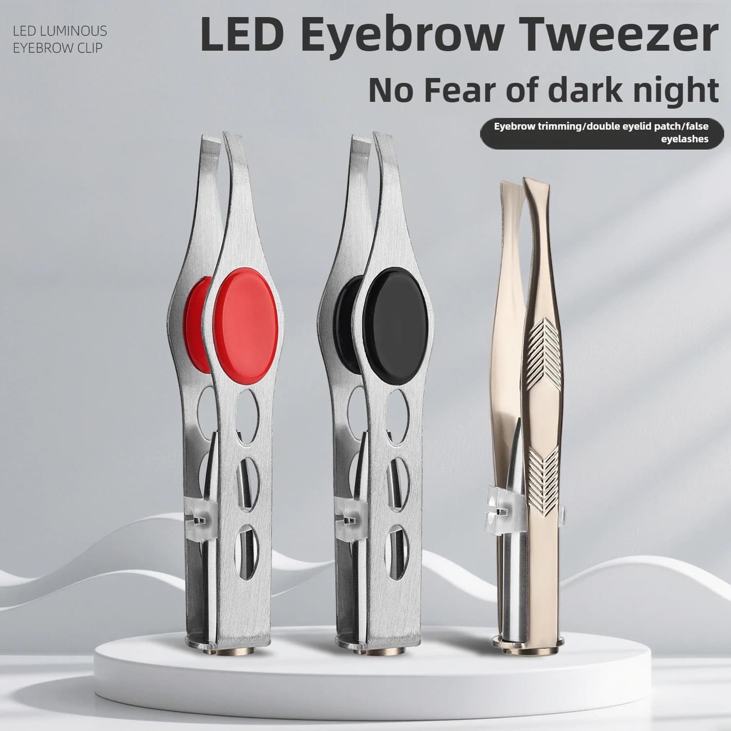 1 pcs Portable Hot Sales Stainless Steel Button Mobile Design Smart Eyebrow Removal With LED Light Makeup Tool