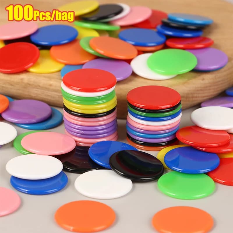 100Pcs 25MM Montessori Learning Education Math Toy Plastic Bingo Chip Markers Token Family Club Party Counting Toy
