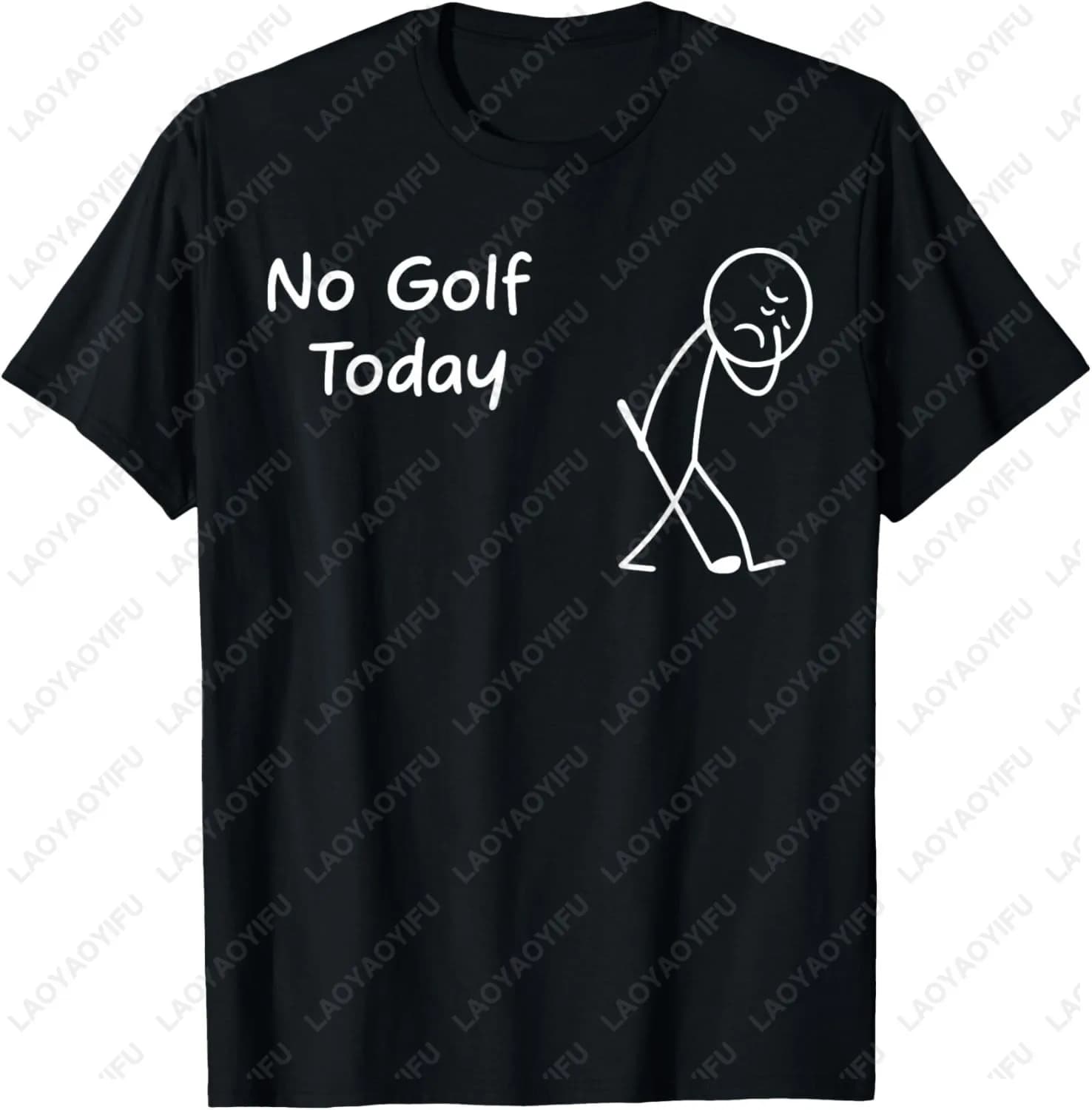 T-shirt con stampa divertente e triste 'No Golf Today' con giocatore di golf a forma di stickman - Versione unisex per uomo e donna