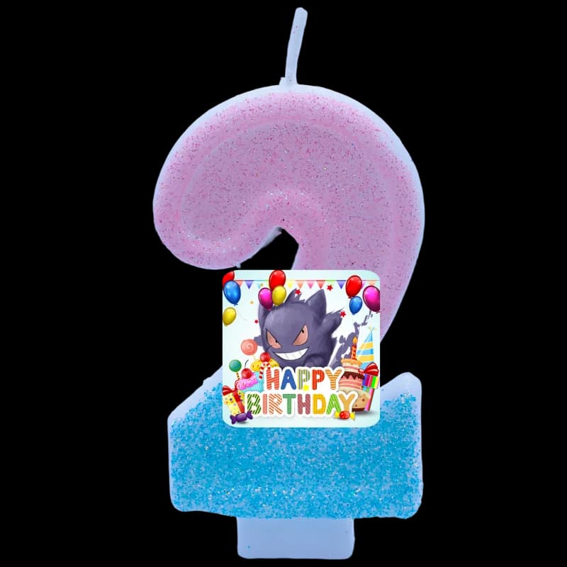 Pokemon Gengar Candles Themed Birthday Number 0-9 Anime Figure Cartoon Pokemon Birthday Party Supplies Cake Decoration Hot Gift