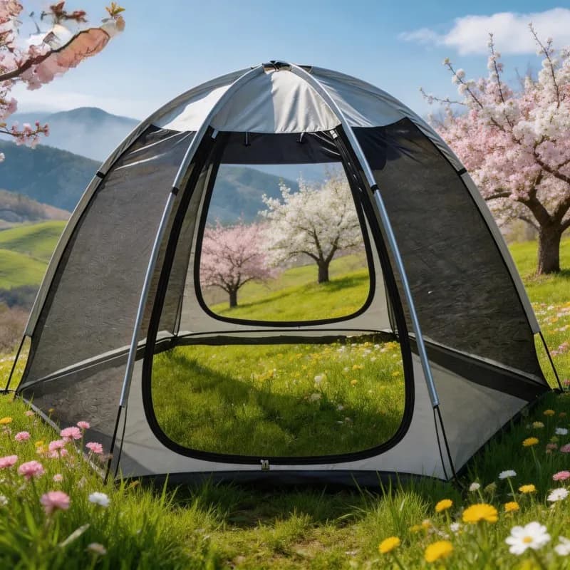 Tenda Familiare a Rete per 3-4 Persone, Traspirante Anti-Zanzare, Leggera e Portatile, Ideale per Campeggio Familiare in Primavera e Autunno