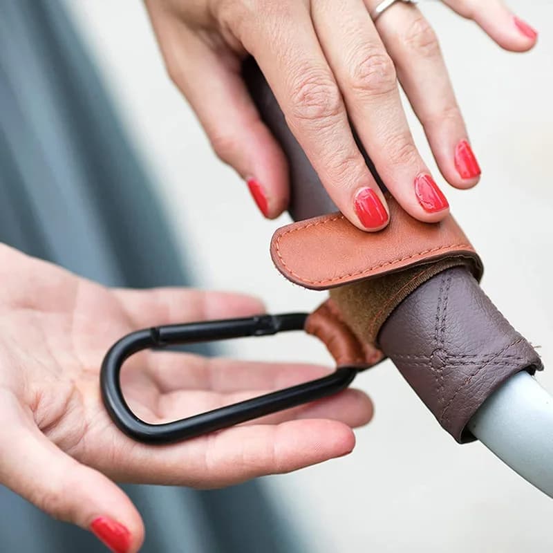1/2pcs PU Leather Baby Bag Stroller Hook Pram Cart Organizer 360 Degree Rotatable Hook High-quality Crochet Stroller Accessories
