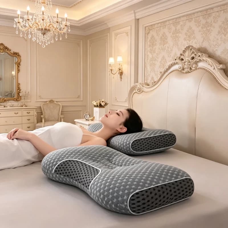 Set di 2 cuscini per il collo per tutte le stagioni, contorno ergonomico, nucleo interno fine, design ortopedico per le esigenze quotidiane di cura della salute cervicale