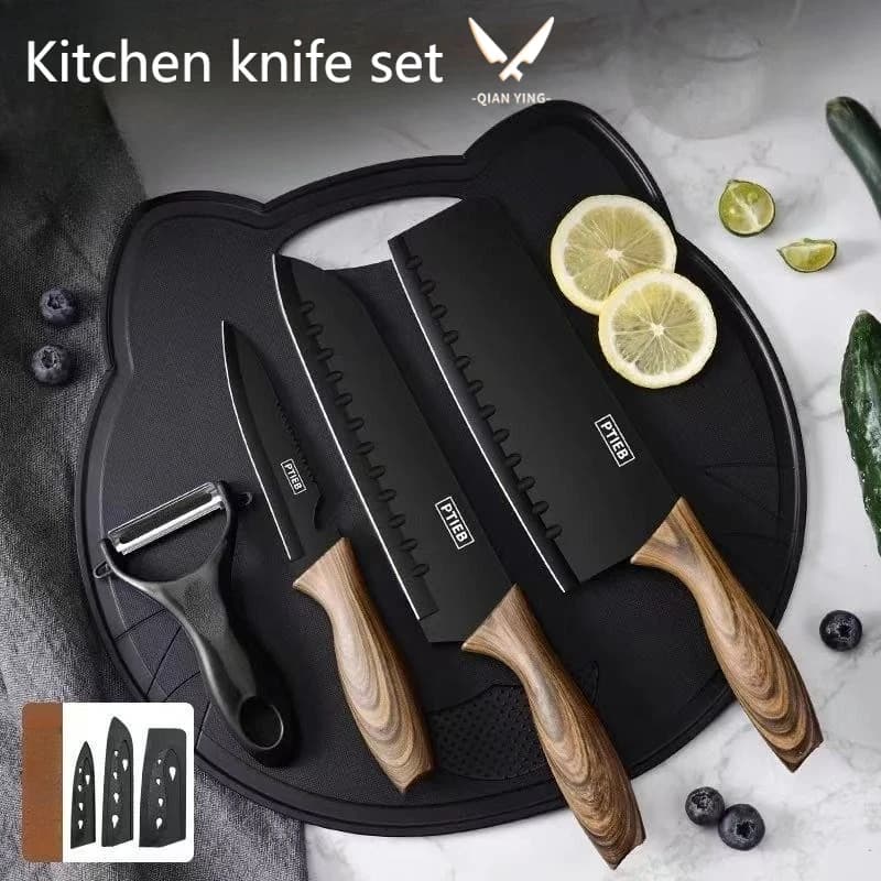 Set of black steel knives Kitchen knives for home stainless steel Cutting knife for sharp meat Fruit knife Kitchen utensils for chef