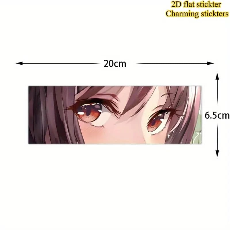 2D Flat Anime Girl Eyes Waterproof Sticker, Decor Decal for Car, Motorbike, Helmet, Laptop and Bike