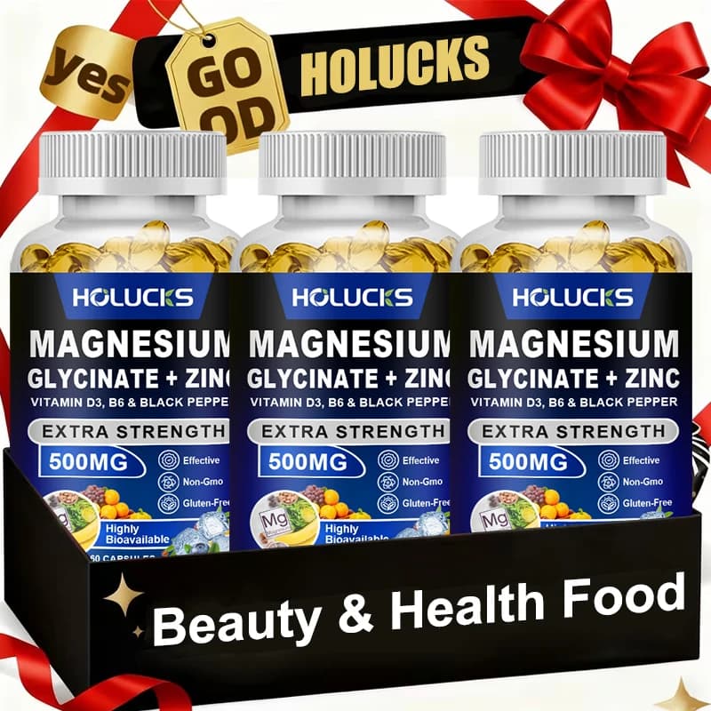Magnesium Supplement Glycinate + Zinc, with Vitamin, to Relieve Stress, Favor a Sleeping, Support Muscular and Cardiaca Health, Boost Immunite System