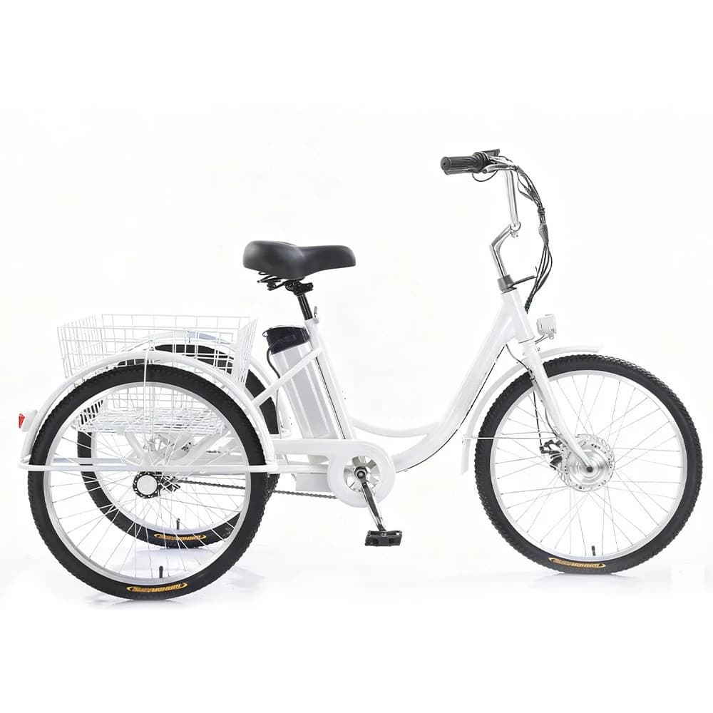 24" Electric Tricycle Elderly 3 Wheel Bike 250W Motorized Trike Adult Pedal Assist Senior Mobility Scooter Bicycle With Basket
