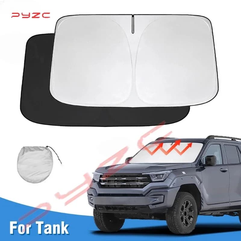 Windshield Sun Shade For GWM Great Wall Tank 400 Accessories 2023 2024 Sunshade Sun Visor Protector Foldable Blocks UV Rays