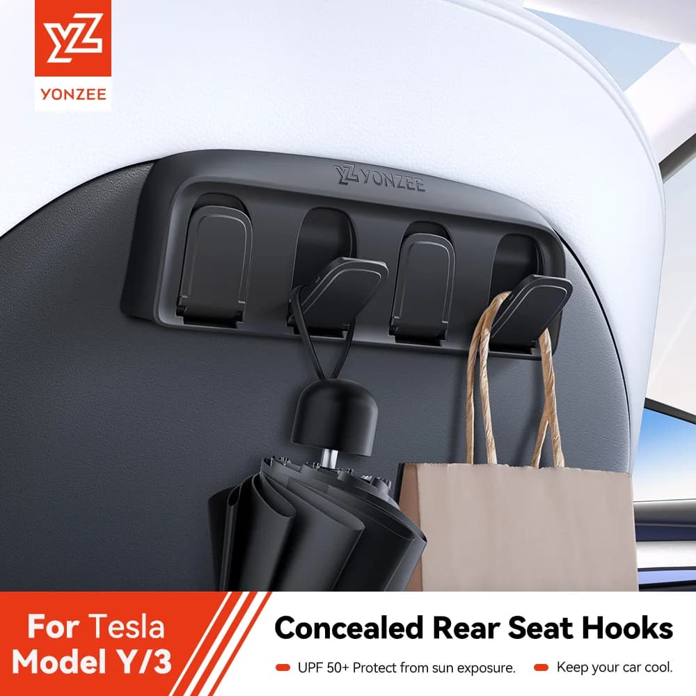YZ per Tesla Model Y 3 Highland Juniper 2021-25 Ganci nascosti pieghevoli per sedile posteriore Materiale ABS Accessori interni automobilistici