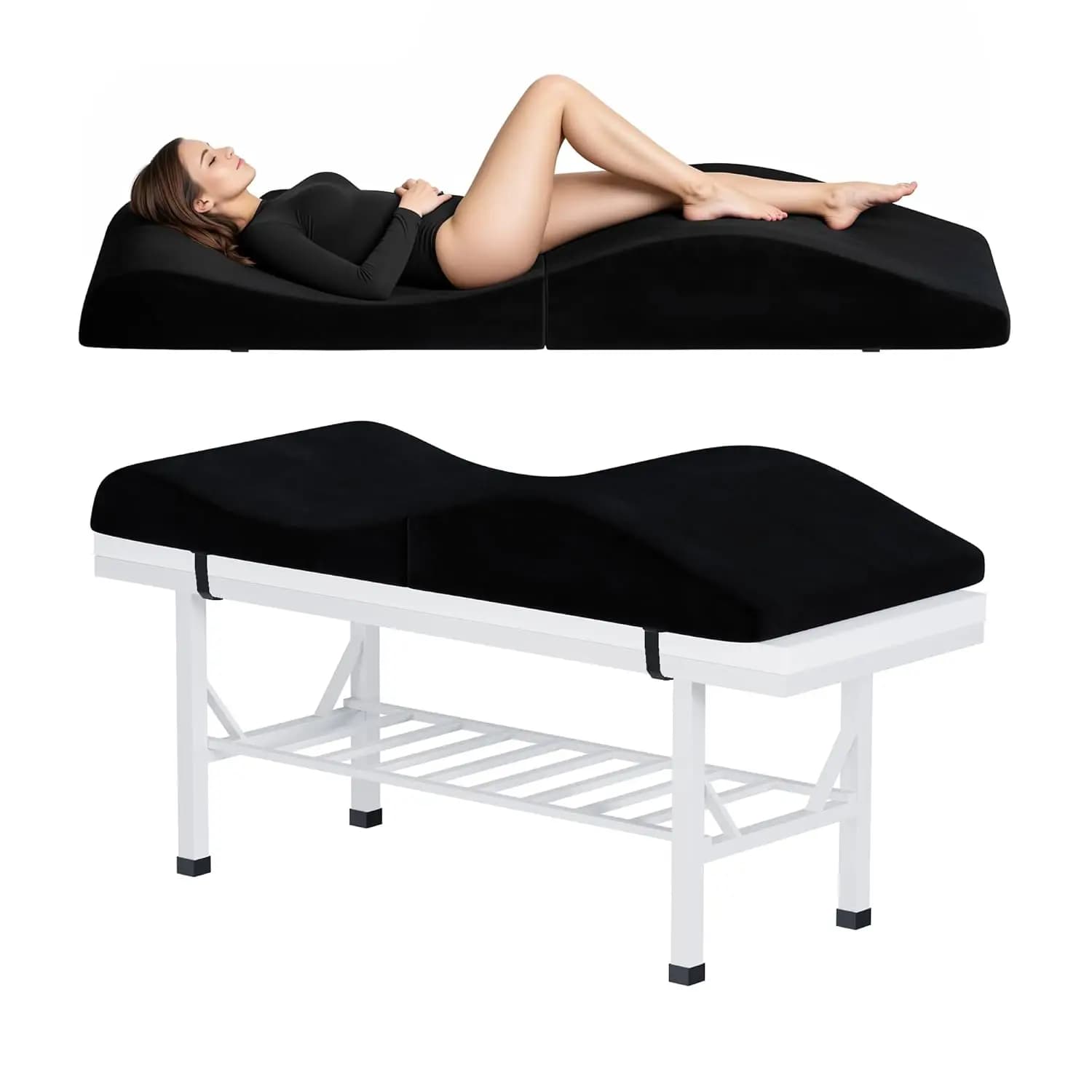 Topper Pieghevole per Lettino Estetico Curvo 70"x28", Cuscino Ergonomico in Schiuma per Lettino da Massaggio con Rivestimento Soffice Lavabile e Rimovibile, Personalizzabile