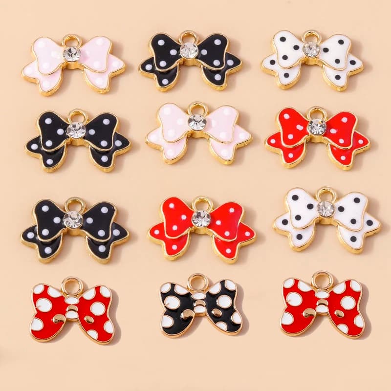 Leslie 10 pz Carino Bowtie Dot Bowknot Pendenti e Ciondoli per Braccialetti Neckalce Orecchini Pendenti Gioielli FAI DA TE Che Fanno Accessori