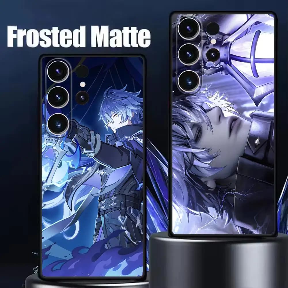 Phone Case For Samsung Galaxy S25 S24 S23 S22 S21 S20 Plus Ultra Note20 Soft Black genshin impact Flins