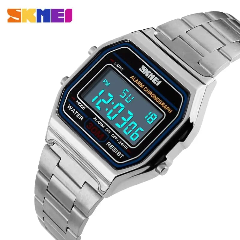 Skmei Top Brand Luxury acciaio inossidabile Chrono Sport orologi da uomo Back Light Display orologio da polso digitale 3Bar impermeabile Reloj Hom