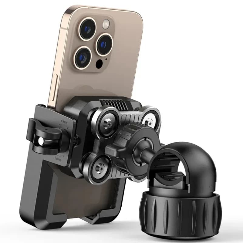 Universal Motorcycle Bike Phone Holder with Vibration Dampener, Adjustable Handlebar Mount for iPhone Samsung Smartphones