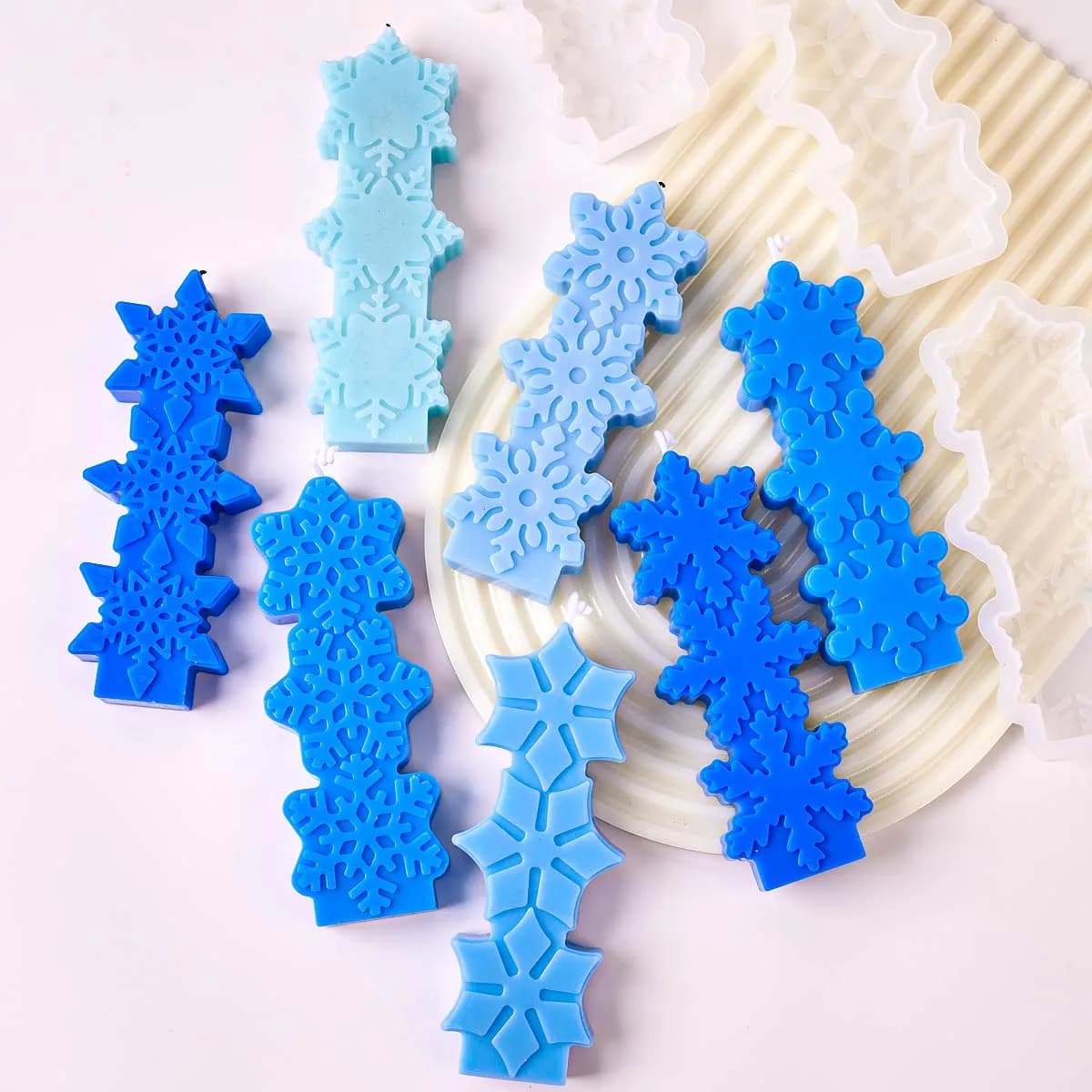 Stampo in silicone per candele con fiocco di neve Stampi per cera per sapone natalizio fai-da-te Aromath Gypsum Regali artigianali fatti a mano Forniture per decorazioni per la casa