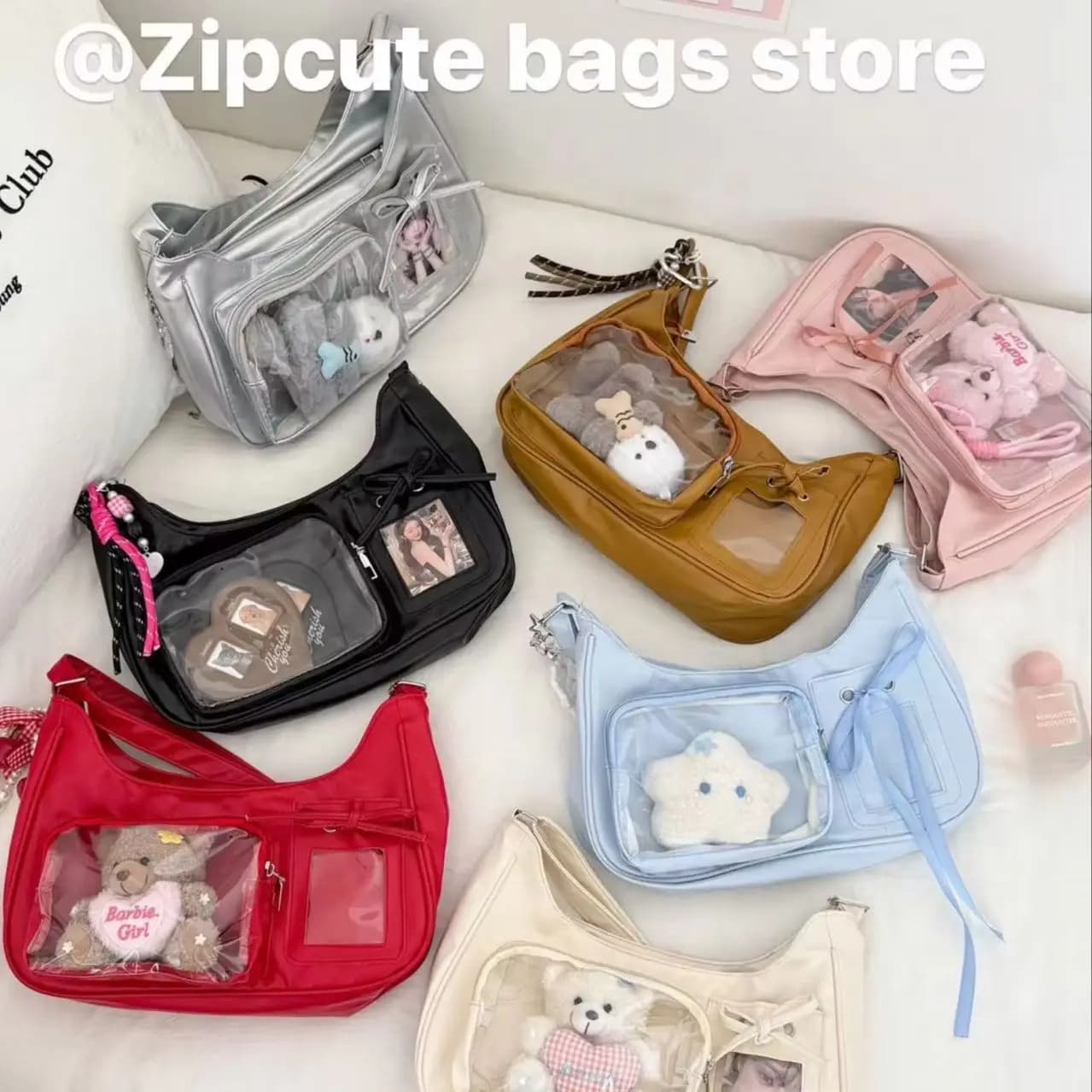 Harajuku Y2k shoulder bag for women bag Ita transparent Korean shoulder bag from school preppy handbag in female design