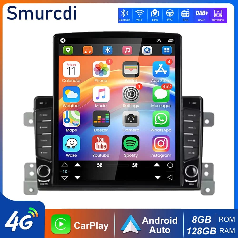 Autoradio Android 16 da 9.7 pollici con Carplay Auto per Suzuki Grand Vitara 3 2005-2015, Lettore Multimediale, Navigazione GPS, Sistemi Intelligenti