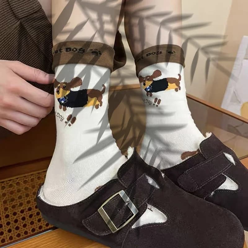 Divertenti calzini in cotone con animali Calzini con stampa di cani cartoni animati Calzino caldo autunno inverno Calzino per coppia carino