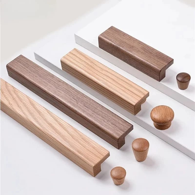 Maniglia per porta classica in legno massello da 1 pezzo Maniglie per armadio da cucina personalizzate Manopole per cassetti color legno originale Maniglie per hardware per mobili