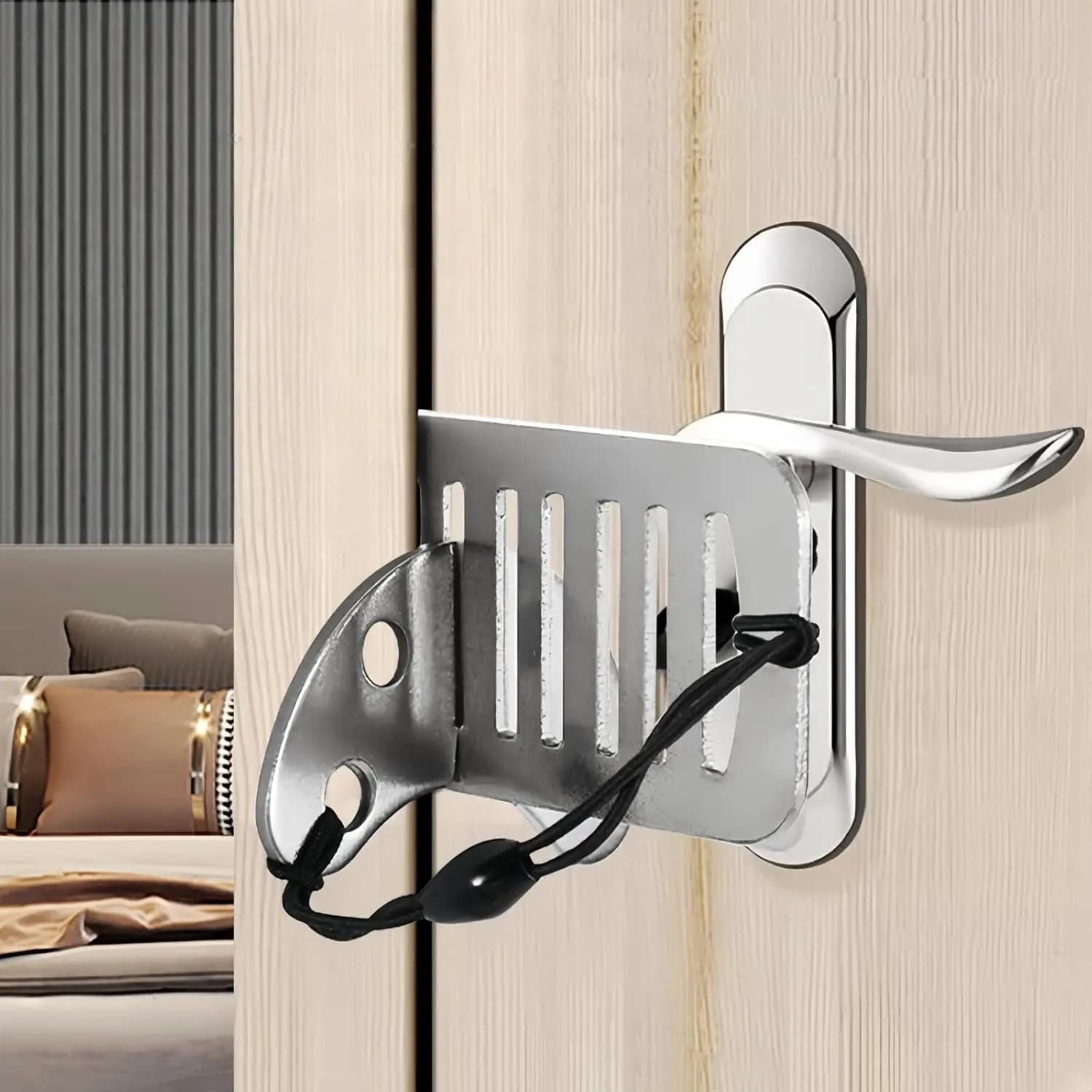 Blocca porta portatile antifurto da 8 cm, strumento di sicurezza in acciaio inossidabile per la privacy di casa, hotel e viaggi.