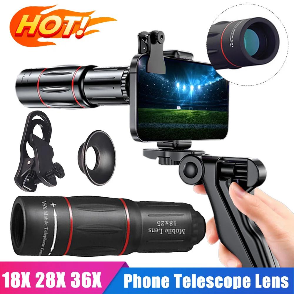 Obiettivo per fotocamera per telefono cellulare 18/28/36X Zoom clip-on Obiettivo per telescopio HD Obiettivo per telescopio ottico universale per sport di caccia in campeggio