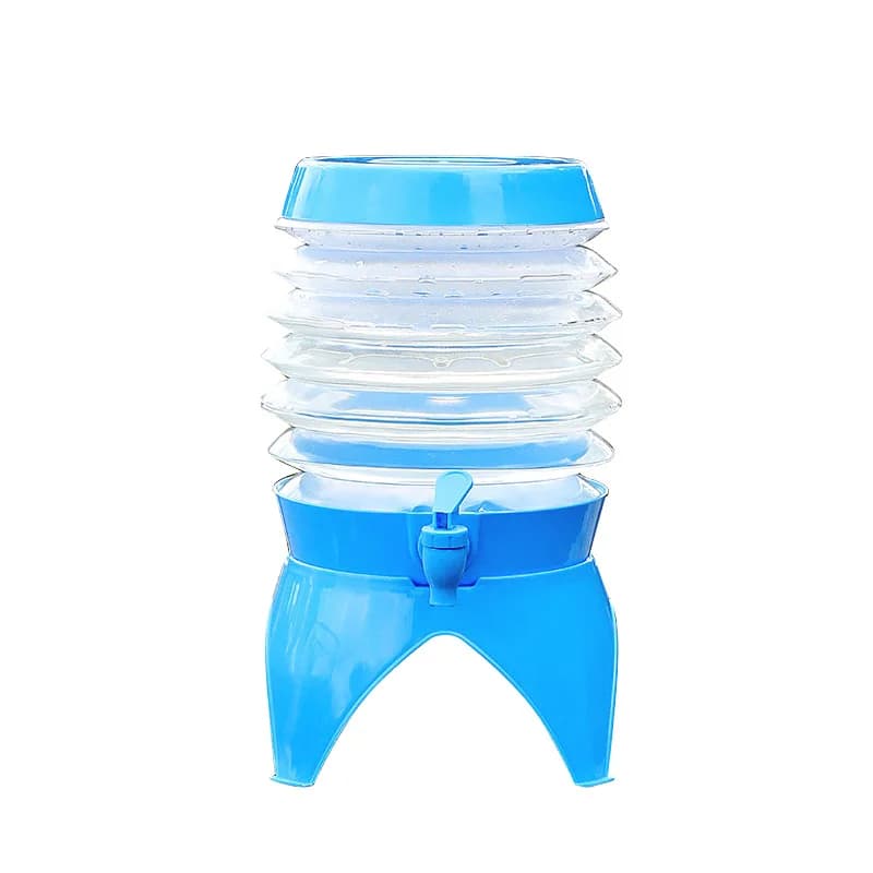 Collapsible Water Container PP Reusable Water Dispenser Portable Drink Storage Carrier with Drain Tap for Camping Picnic Travel
