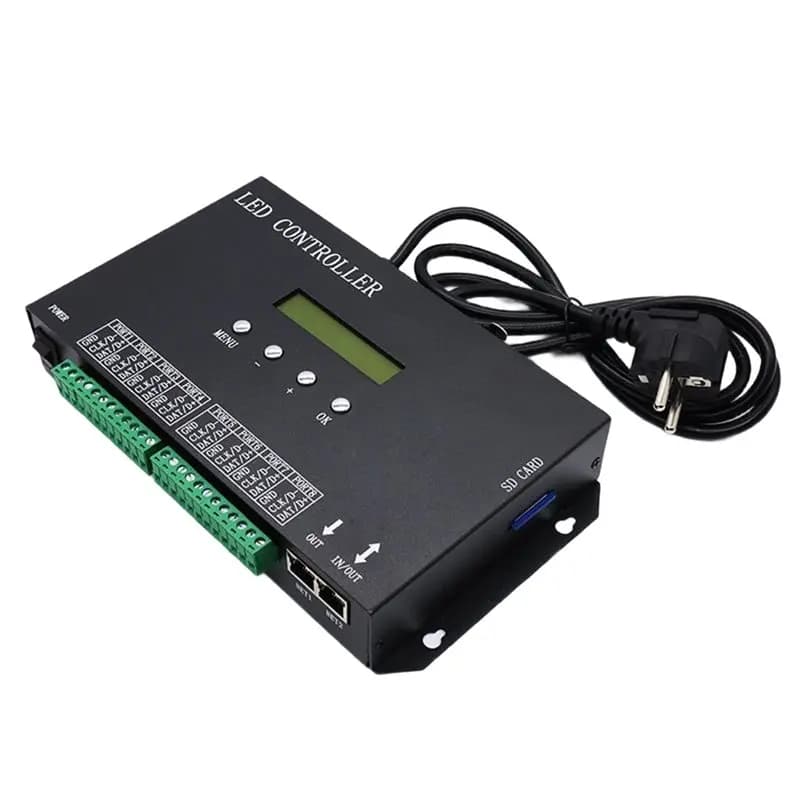 ABKI-H807SA 8-Port RGB LED Strip Light Controller Artnet Resolume Support For WS2811/WS2812 Pixel Sequencing EU Power Adapter EU
