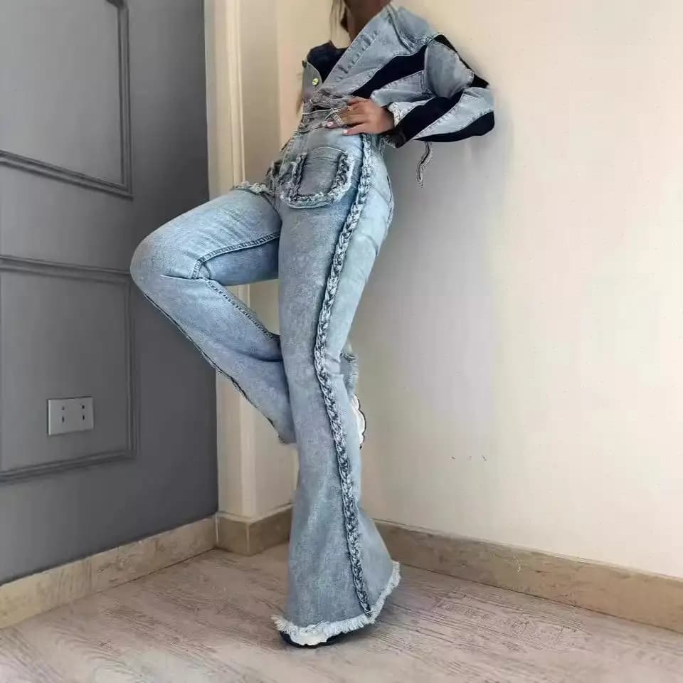 Flared Jeans Denim Pant Women Washed Distressed High Waist Straight Trousers Y2k Streetwear Casual Work Summer 2026