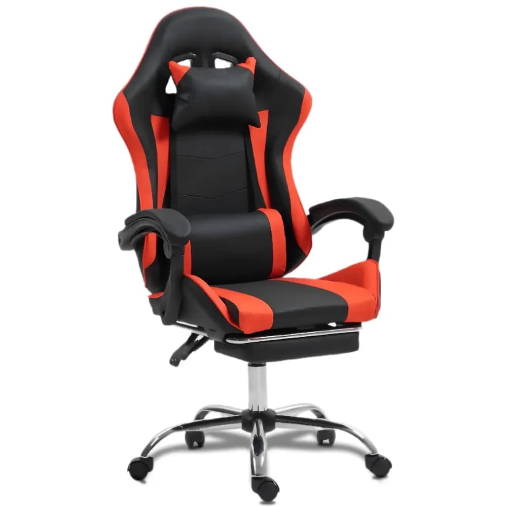 Sedia da gaming con supporto lombare massaggiante, sedia ergonomica per videogiochi per adulti, poggiatesta e poggiapiedi regolabili, reclinabile a 90135°, rotazione a 360°