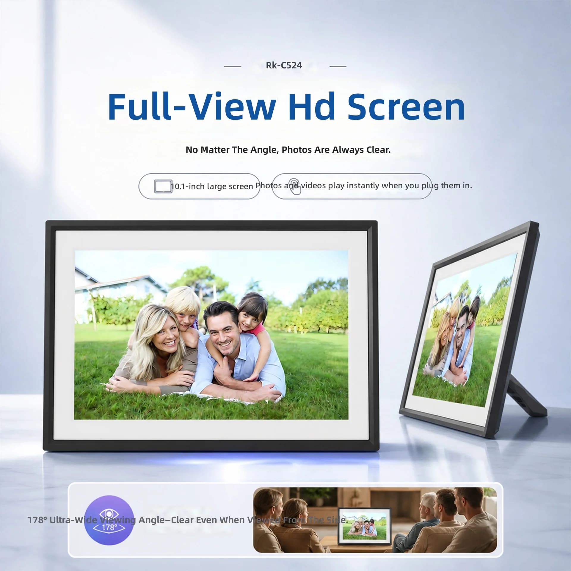 Smart digital photo frame Wifi touch control mobile phone remote APP full view high definition screen photo frame
