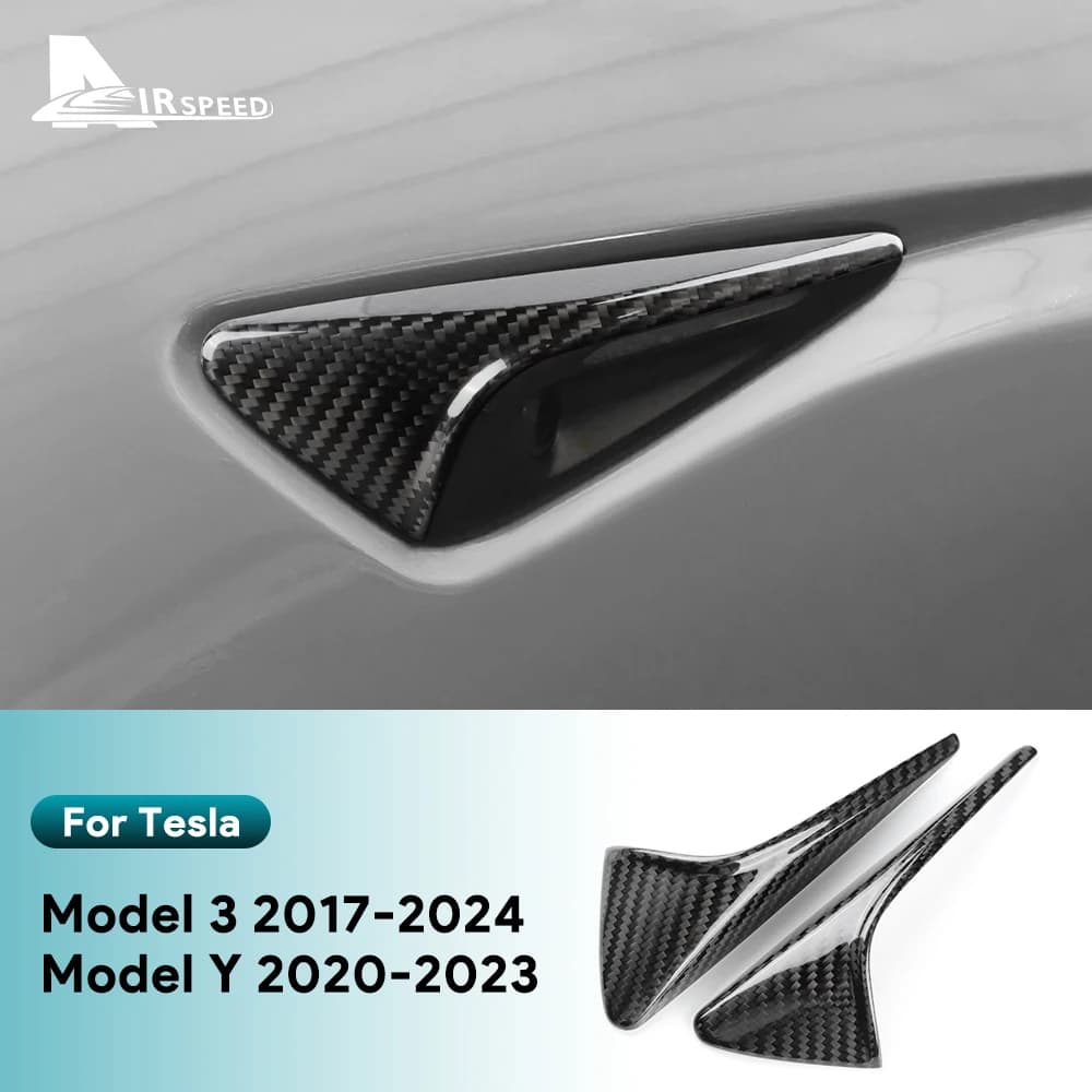 Vera fibra di carbonio dura per Tesla Model 3 Model Y 2017-2022 2023 Highland 2024 accessori per la copertura in carbonio a secco della fotocamera laterale dell'auto
