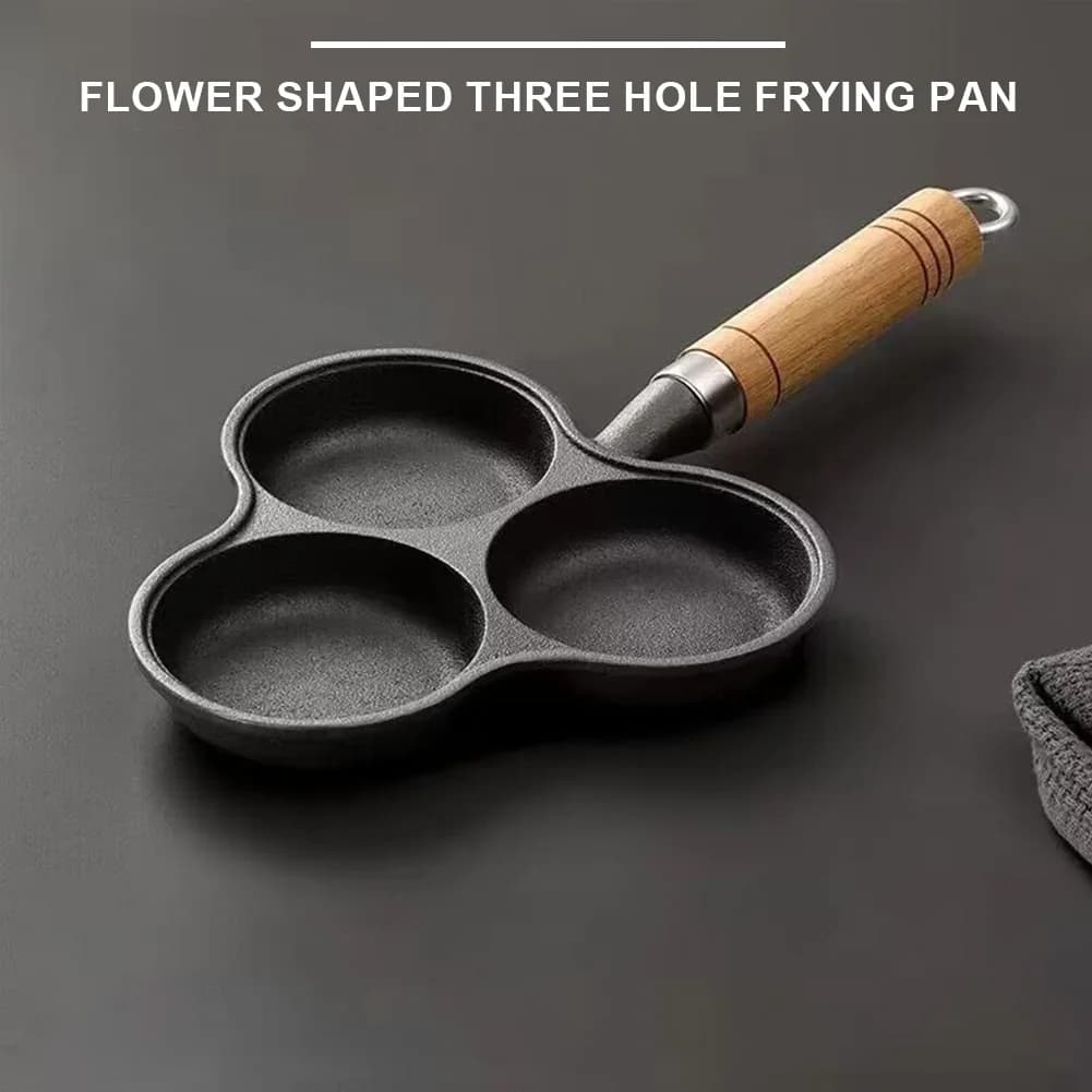 Anti-adhesive 3 Holes for Eggs, Pancake and Steaks, Grill for Breakfast, Eggs, Pancake, Egg Fries, Burger and Ham