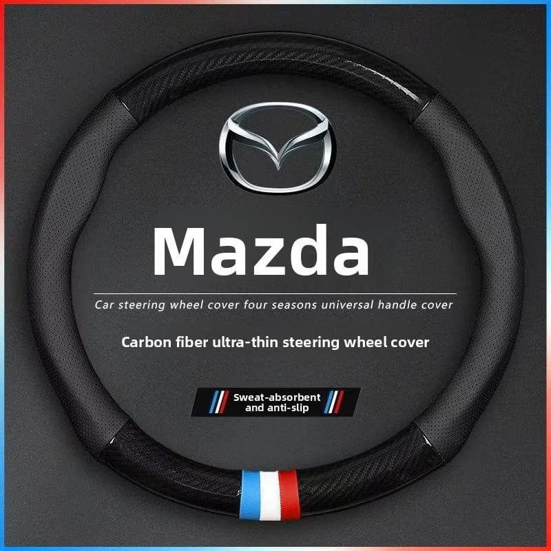 Coprivolante per auto in pelle di carbonio per Mazda 2 3 6 CX50 CX5 CX30 CX90 CX60 MX5 bt50 2024 2025 2026 Accessori Auto-styling