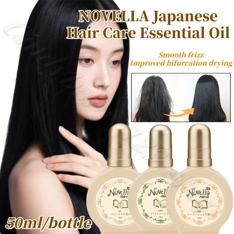 NOVELLA Olio Essenziale Giapponese per la Cura dei Capelli, Migliora la Secchezza e le Doppie Punte, Dona una Fragranza Persistente 50ml