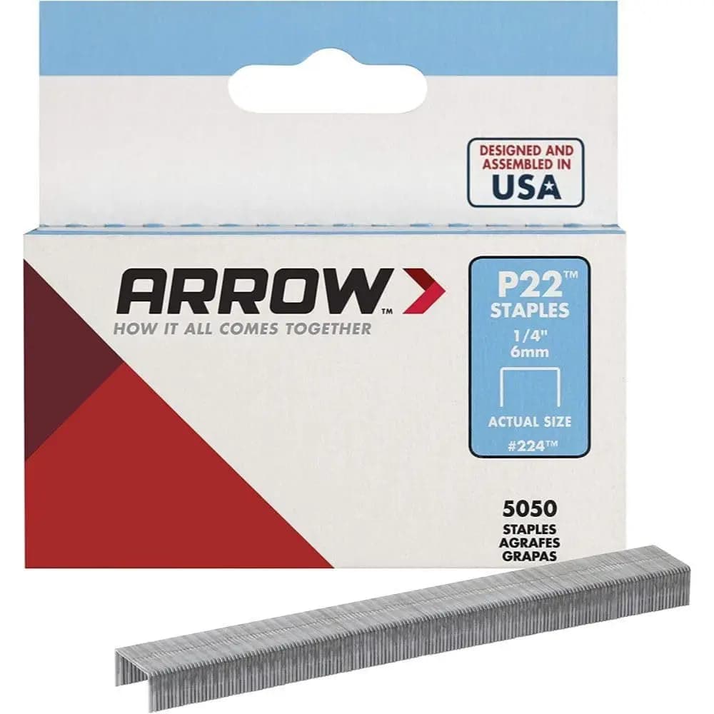 P22 Staples for Arrow Staple Gun, 1/4" Leg, 5,050 Pack, Compatible with P22 Plier Stapler