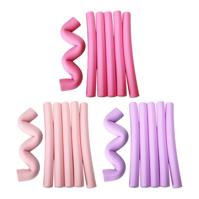 6pcs/set Flexible Sponge Hair Rollers Large Non Heat Twisted Curling Irons Overnight Wands For Fluffy Waves Blowout Hair Curls