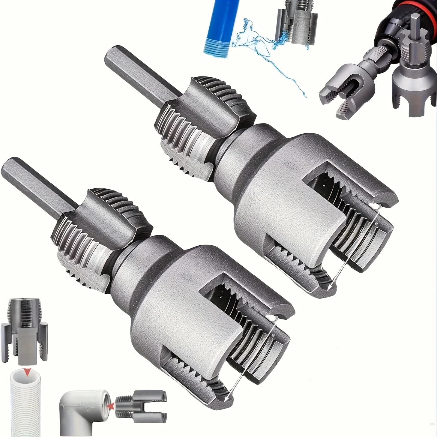 3Pcs Pipe Internal External Threading Tool for 1/2"3/4" 1" PVC Plastic Pipes, Sturdy Plumbing Cutting Tool