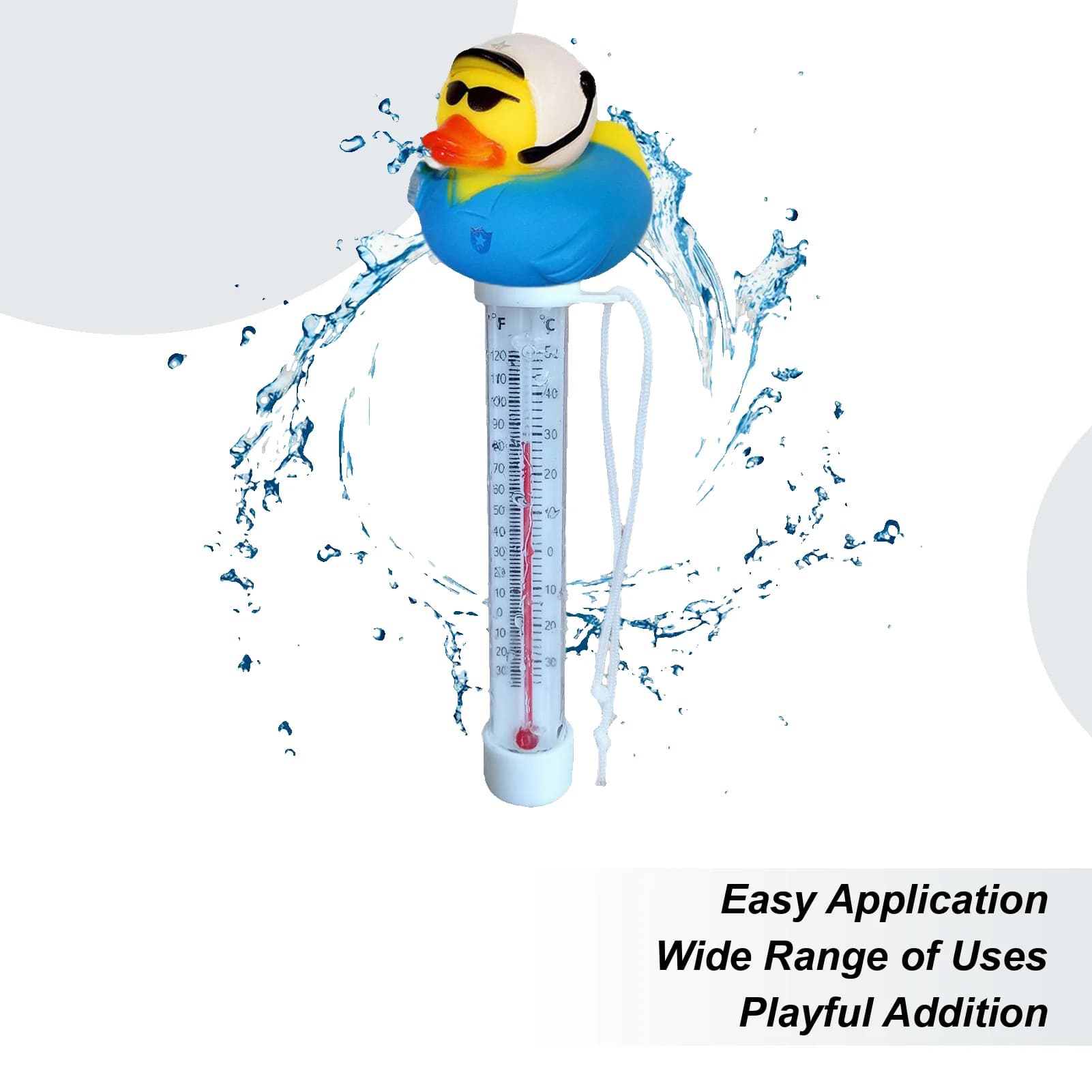 Misuratore di temperatura dell'acqua per piscina con anatra dei cartoni animati Termometro portatile accurato per piscina per piscine esterne e interne