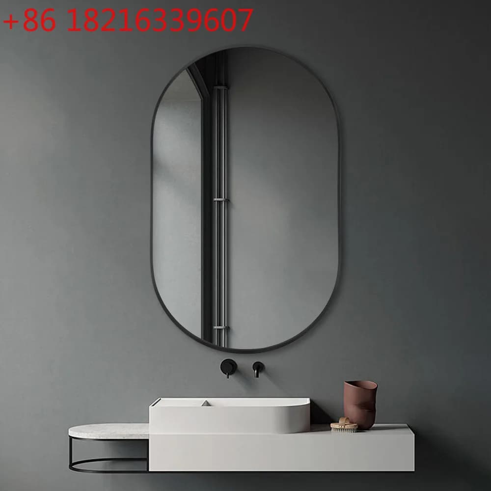Specchio da bagno ovale personalizzato con struttura in alluminio, montaggio a parete, luce di lusso
