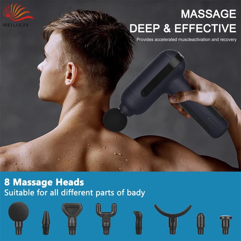 30 Speeds 1500mAh 8Head LCD Professional Sensing Massage Muscle Deep Tissue Massager Portable Massage Gun Handheld Fascial Gun